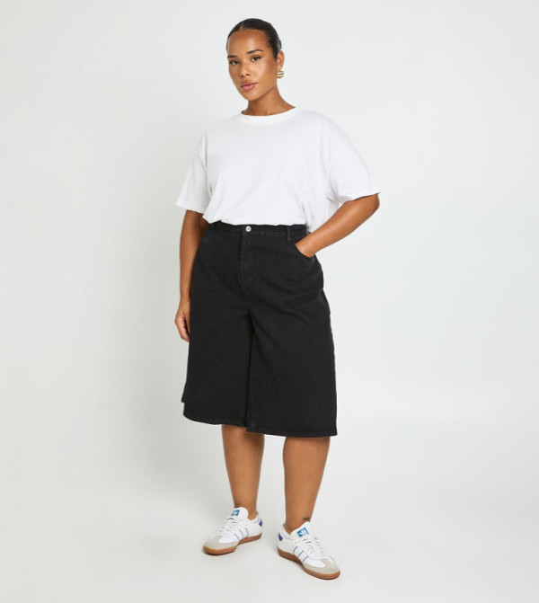 Curve Mid Rise Denim Shorts