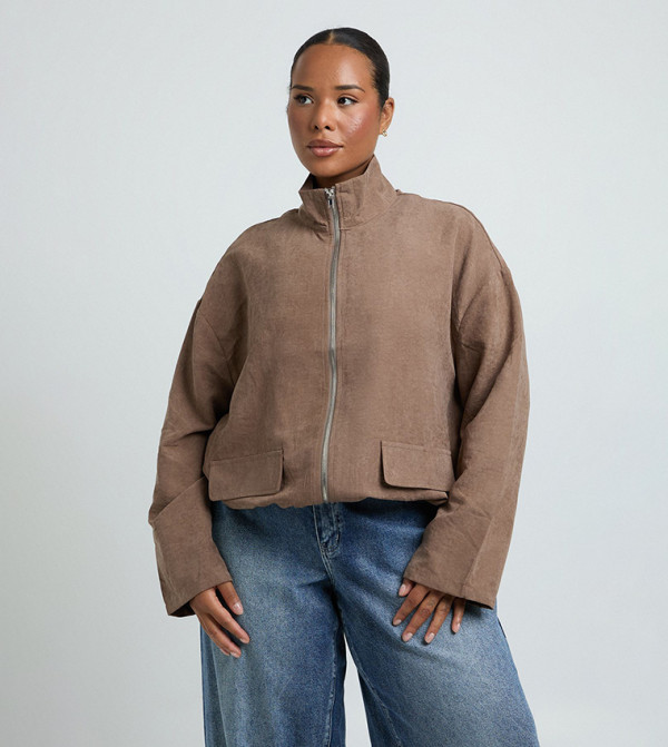 Curve Peached High Neck Jacket
