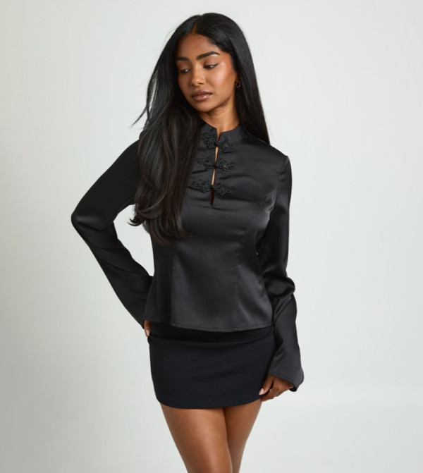 Trim Detail High Neck Top
