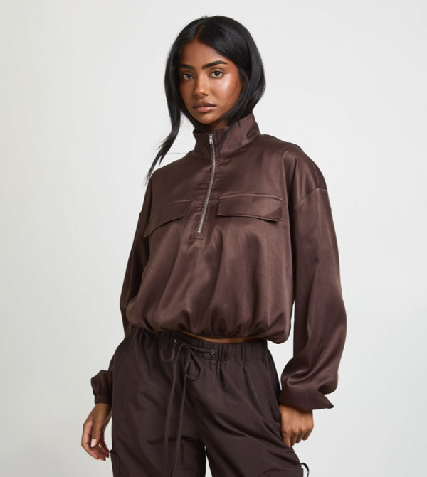 Zip Through Elasticated Waist Top