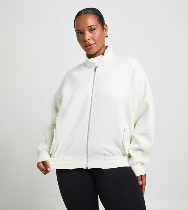 Curve Popper Detail Funnel Neck Bomber Jacket