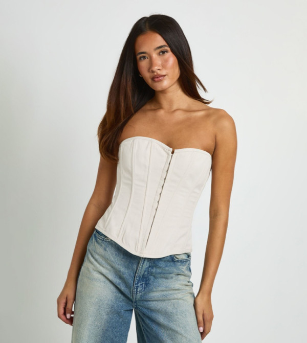 Bandeau Twill Corset Top