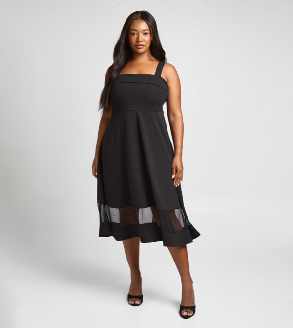 Curve Square Neck Skater Midi Dress