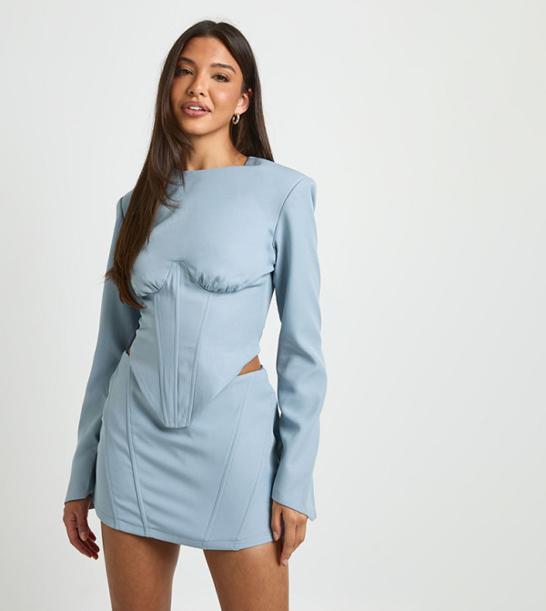Corset Detail Long Sleeves Tailored Top