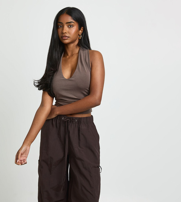 Premium Washed Halterneck Crop Top
