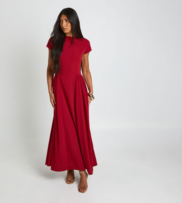 Tall Textured Volume Skirt Midaxi Dress