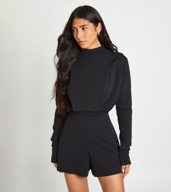 Tall Long Sleeves Tailored Pleated Detail Playsuit