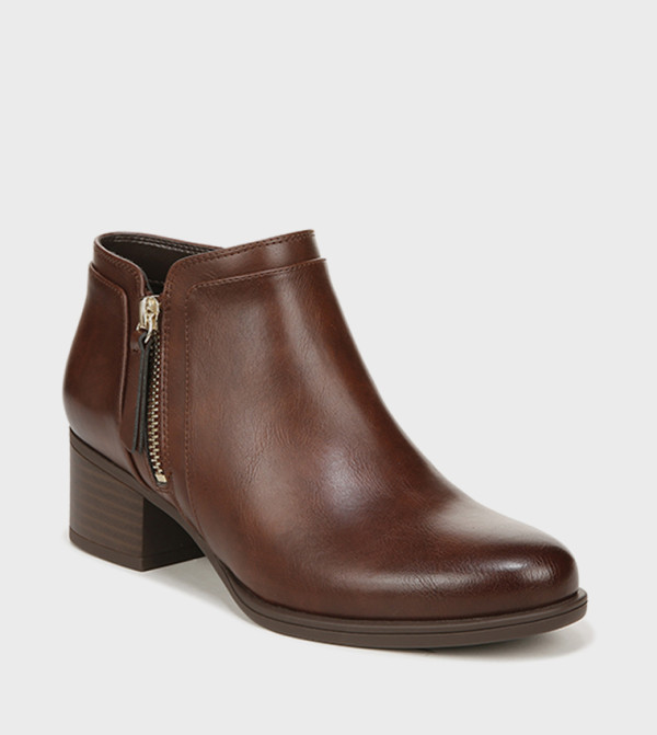 KAROL Zip Detail Block Heel Boots