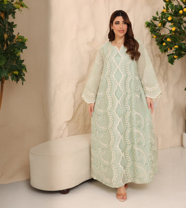 ZAHRA Embroidered Flared Sleeves Jalabiya