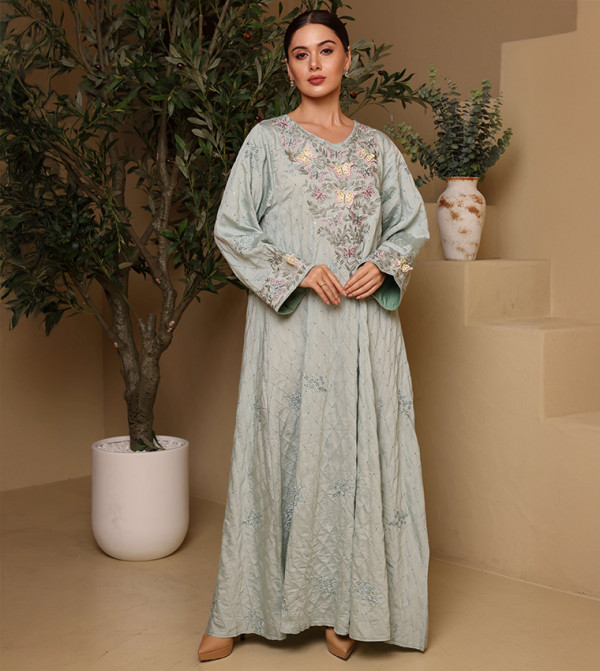 LULWA Embroidered Long Sleeves Jalabiya