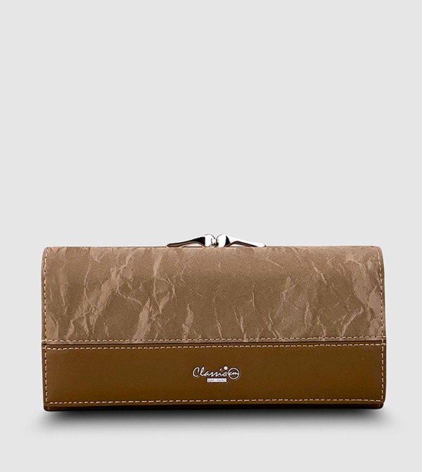 Patterned Faux Leather Flap Wallet