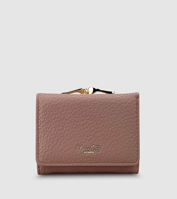 Textured Faux Leather Tri-Fold Wallet