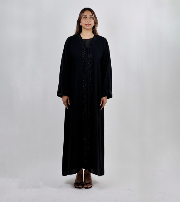 Embellished Open Front Long Sleeves Maxi Abaya