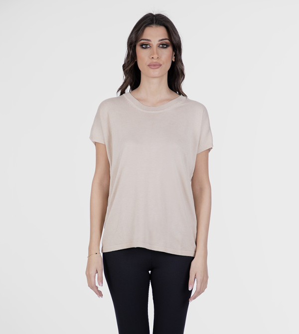 Solid Crew Neck Top