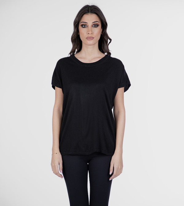 Solid Crew Neck Top