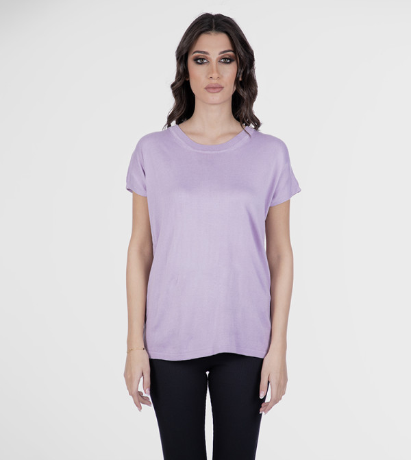 Solid Crew Neck Top