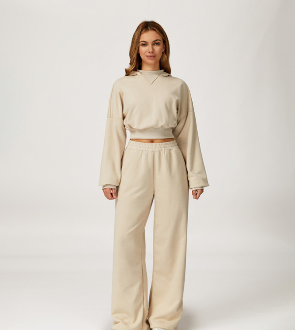 Mid Waist Wide Leg Sweatpants