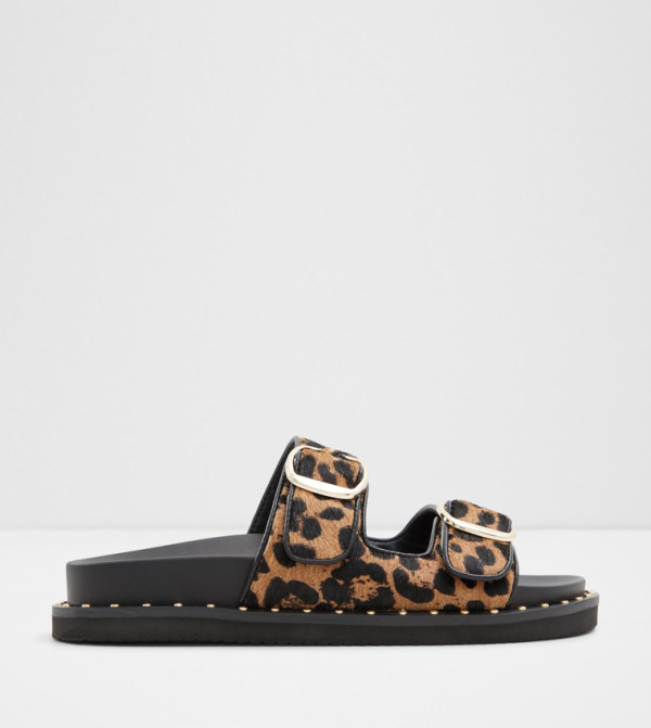 KRAVIS Animal Printed Flat Sandals