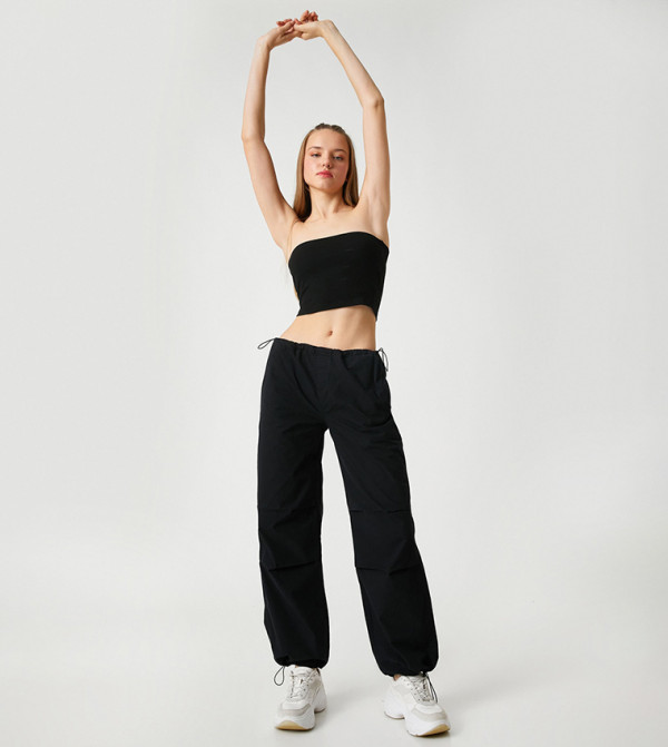 Pocket Detail Elastic Leg Parachute Trousers
