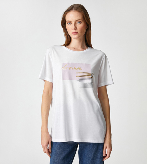 Printed Crew Neck Short Sleeves T-Shirt