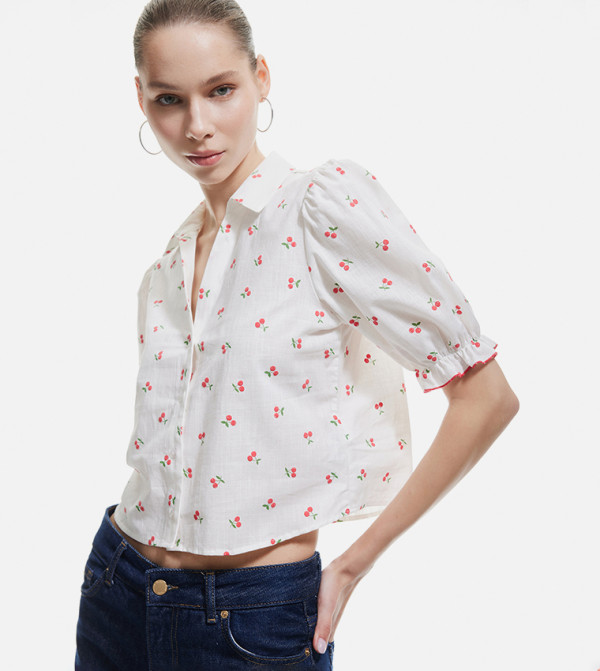 Printed Puff Sleeves Shirt
