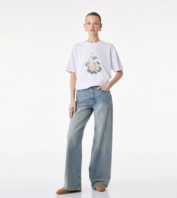 Printed Short Sleeves Oversized T-Shirt