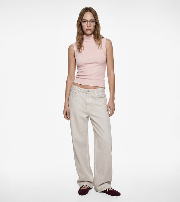 Solid High Neck Sleeveless Top