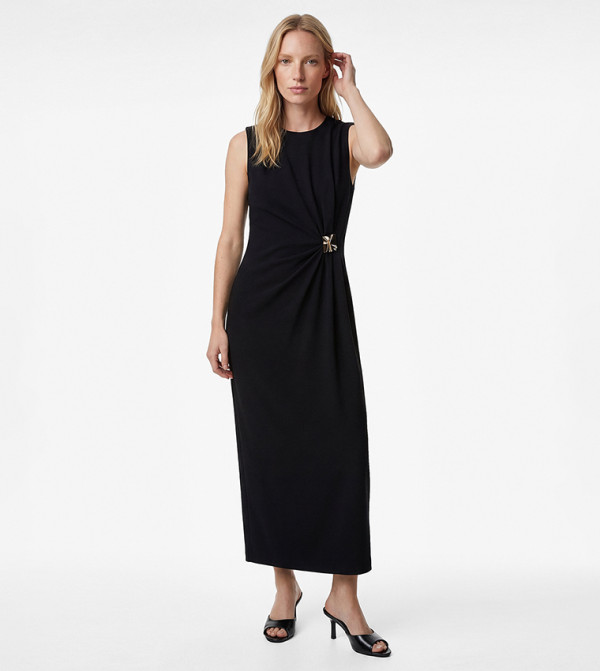 Accessory Detail Crew Neck Midaxi Dress