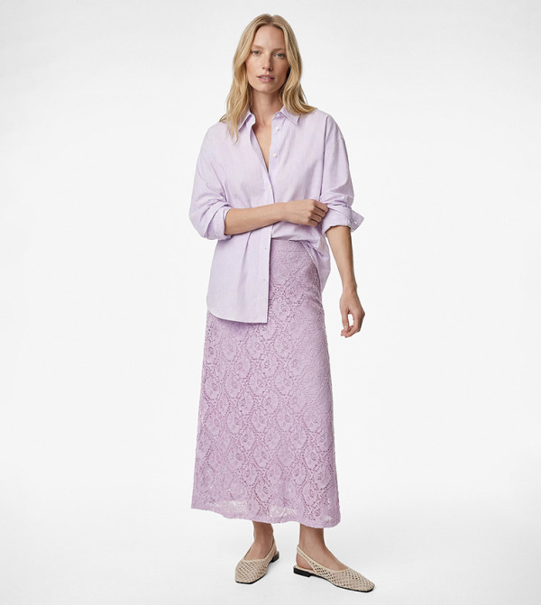 Elastic Waist Lace Maxi Skirt