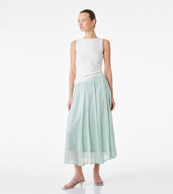 Elastic Waist Chiffon Midi Skirt