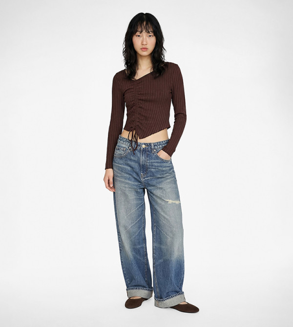 Ruched Long Sleeves Crop Top