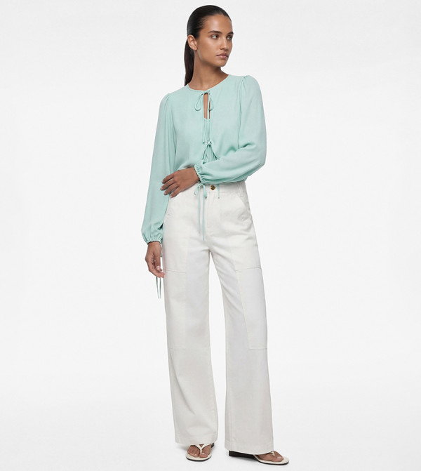 Tie Detail Long Sleeves Chiffon Top