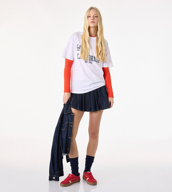 Elastic Waist Mini Skirt