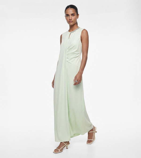 Embellished Drape Detail Midi Dress