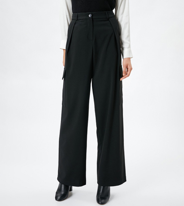High-Rise Solid Wide Leg Pants