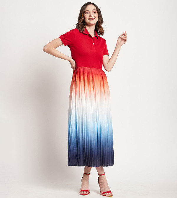 Ombre Short Sleeves Midi Dress