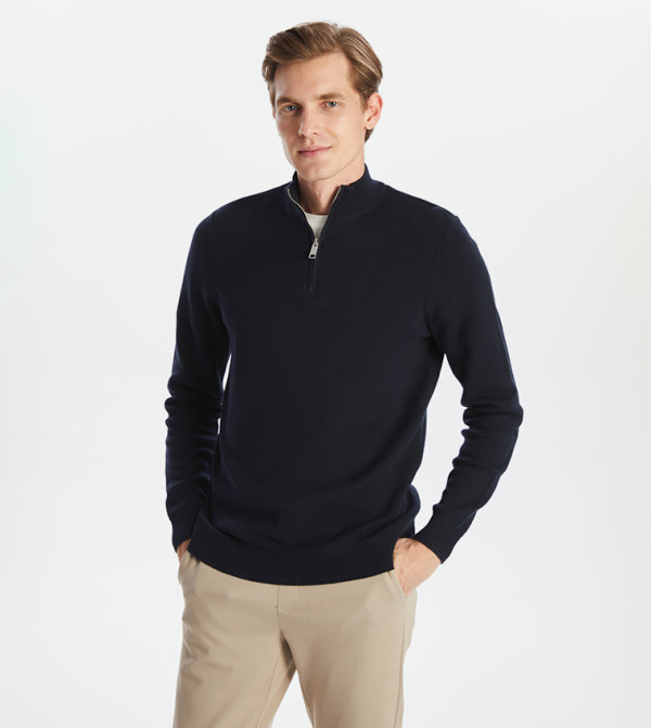 Solid High Neck Knit Sweater