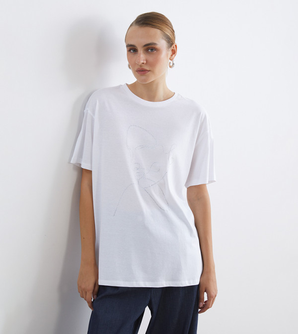 Printed Short Sleeves Oversized Shirt