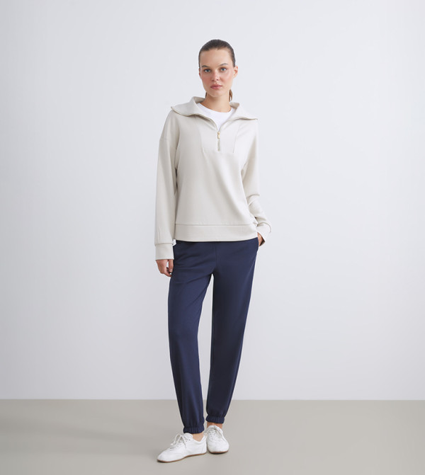 Solid Elastic Waistband Joggers