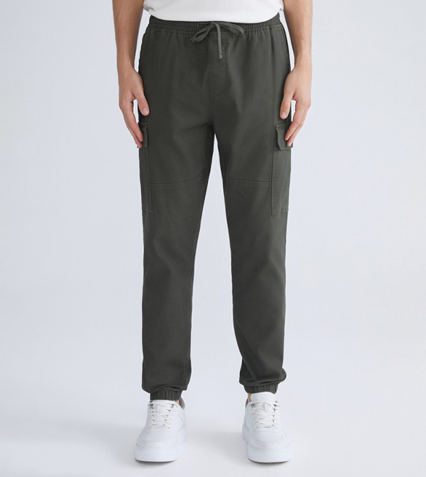 Mid Rise Twill Cargo Trousers