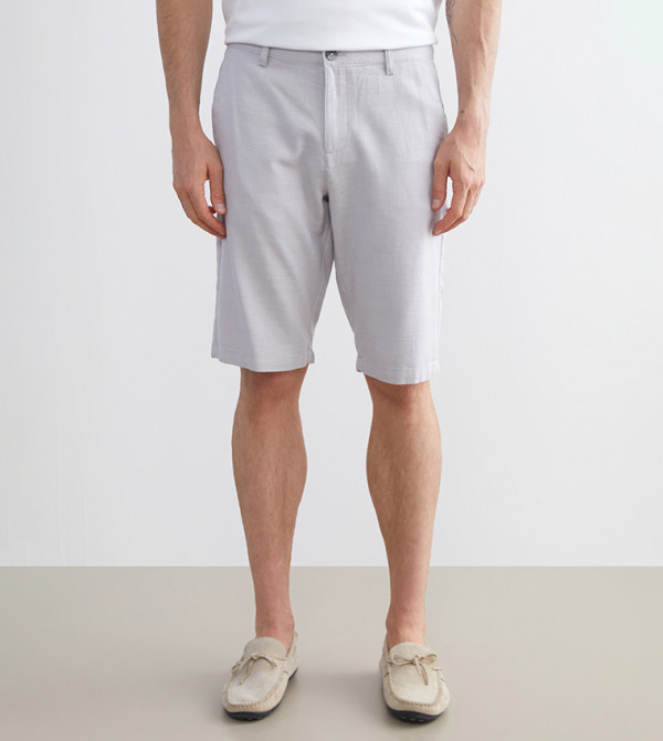 Solid Mid Rise Casual Shorts