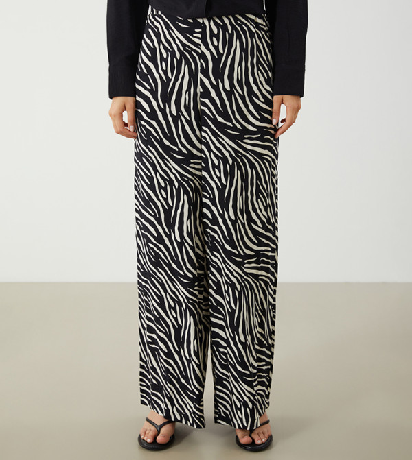 Zebra Print High Waist Trousers