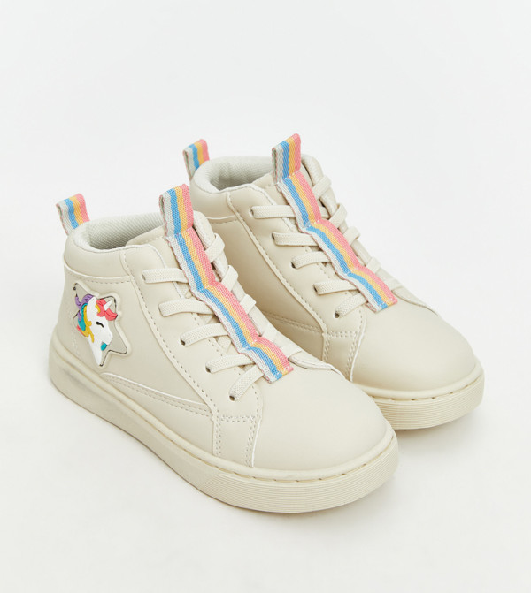 Appliqued Mid-Top Sneakers