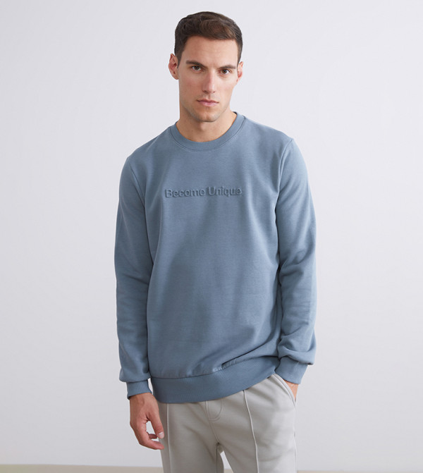 Embossed Crew Neck Sweatshirt