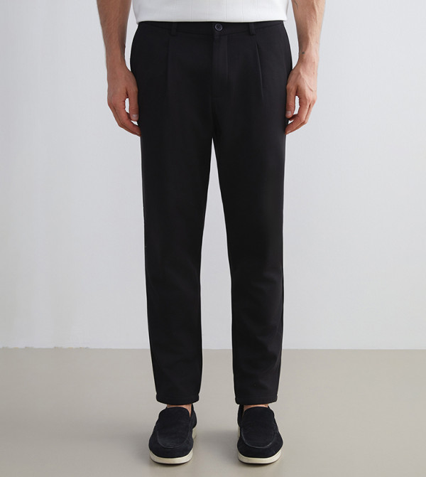 Solid Mid Rise Slim Fit Trousers