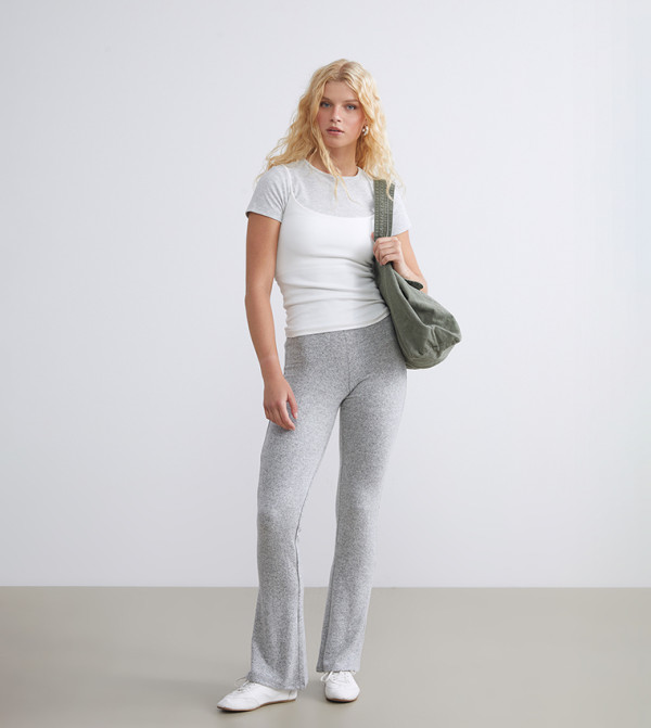 Elastic Waist Flared Pants