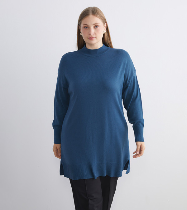 Knitted High Neck Long Sleeves Tunic