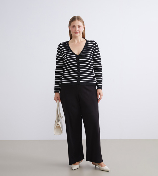 Solid Elastic Waist Knit Trousers