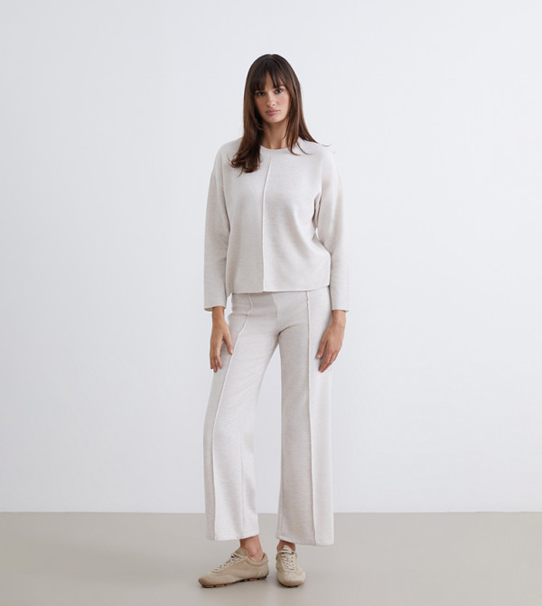 Seam Detail Elastic Waist Trousers