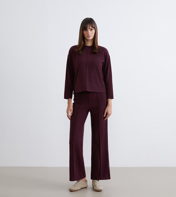 Seam Detail Elastic Waist Trousers